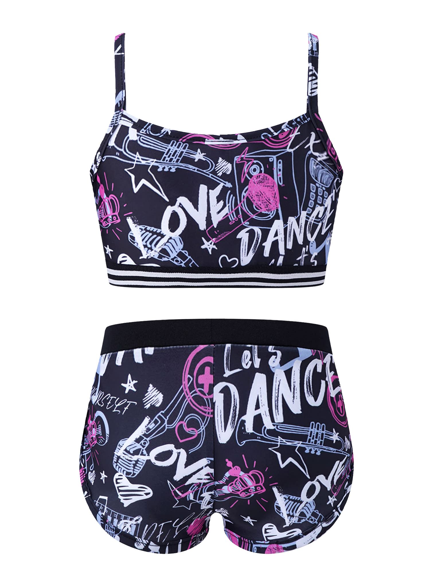 TiaoBug Girls 2-Piece Swimsuit & Activewear Set - Crop Top and Shorts for Swimming, Dance, Sports, Gym, Yoga, and Workout | Perfect for Beach, Pool, and Fitness Activities
