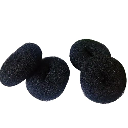 ZAUKY Hair Bun Maker - 4 Pack Black Polyester Hair Donut Bun for Women & Girls - Perfect for Updos, Ponytails & Everyday Hairstyles