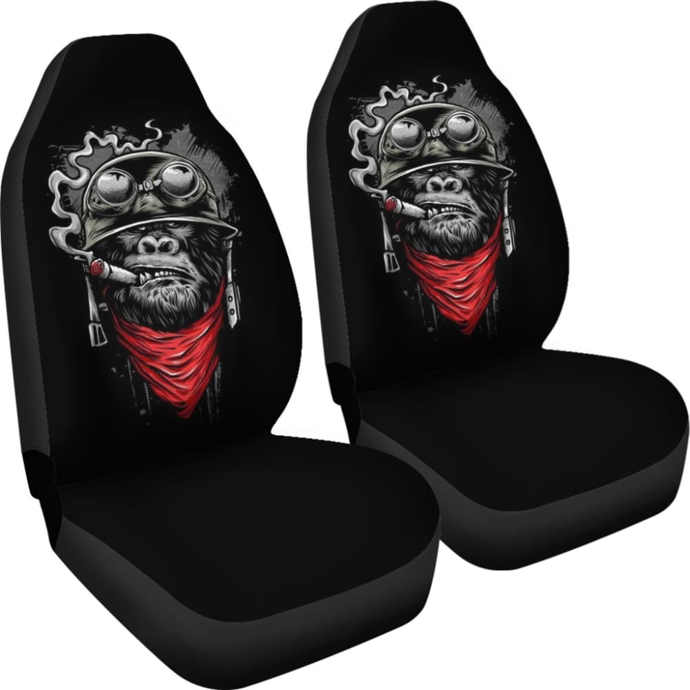 Badass Monkey Smoking Car Seat Covers 211801 - Premium Custom Fit Seat Protectors for Cars, Trucks & SUVs - Funny Novelty Auto Accessories for Men & Women - Perfect for Road Trips & Gifts
