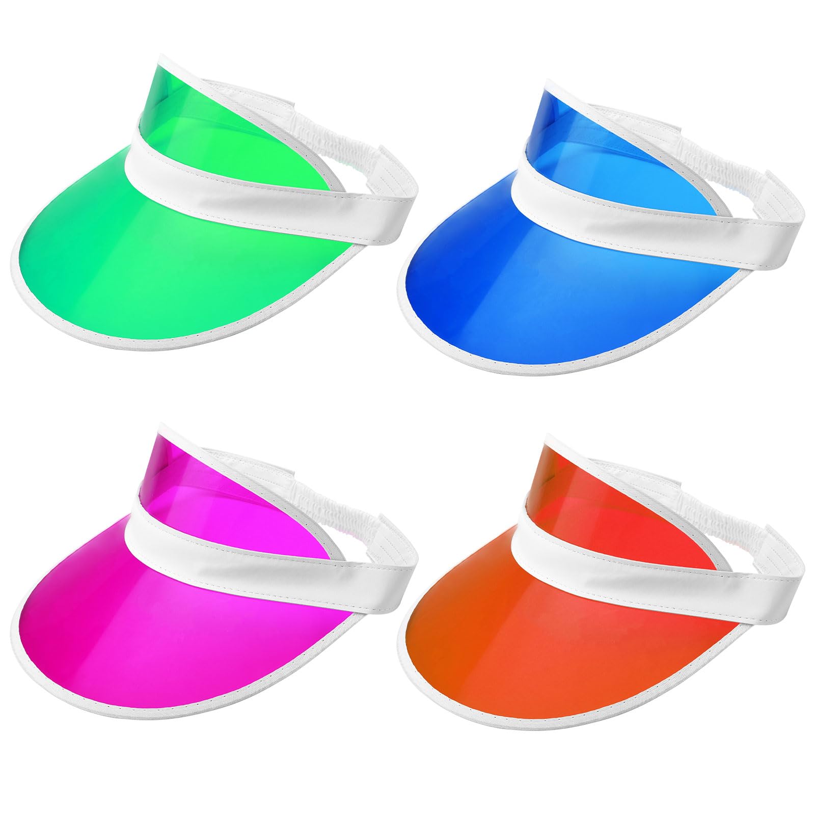 HENGBIRD Unisex 80s Retro Neon Sun Visor Headband - Clear Plastic Golf Hat for Pub, Tennis, Poker & Stag Parties - Perfect for 80s Theme Dress Up & Outdoor Sports Events