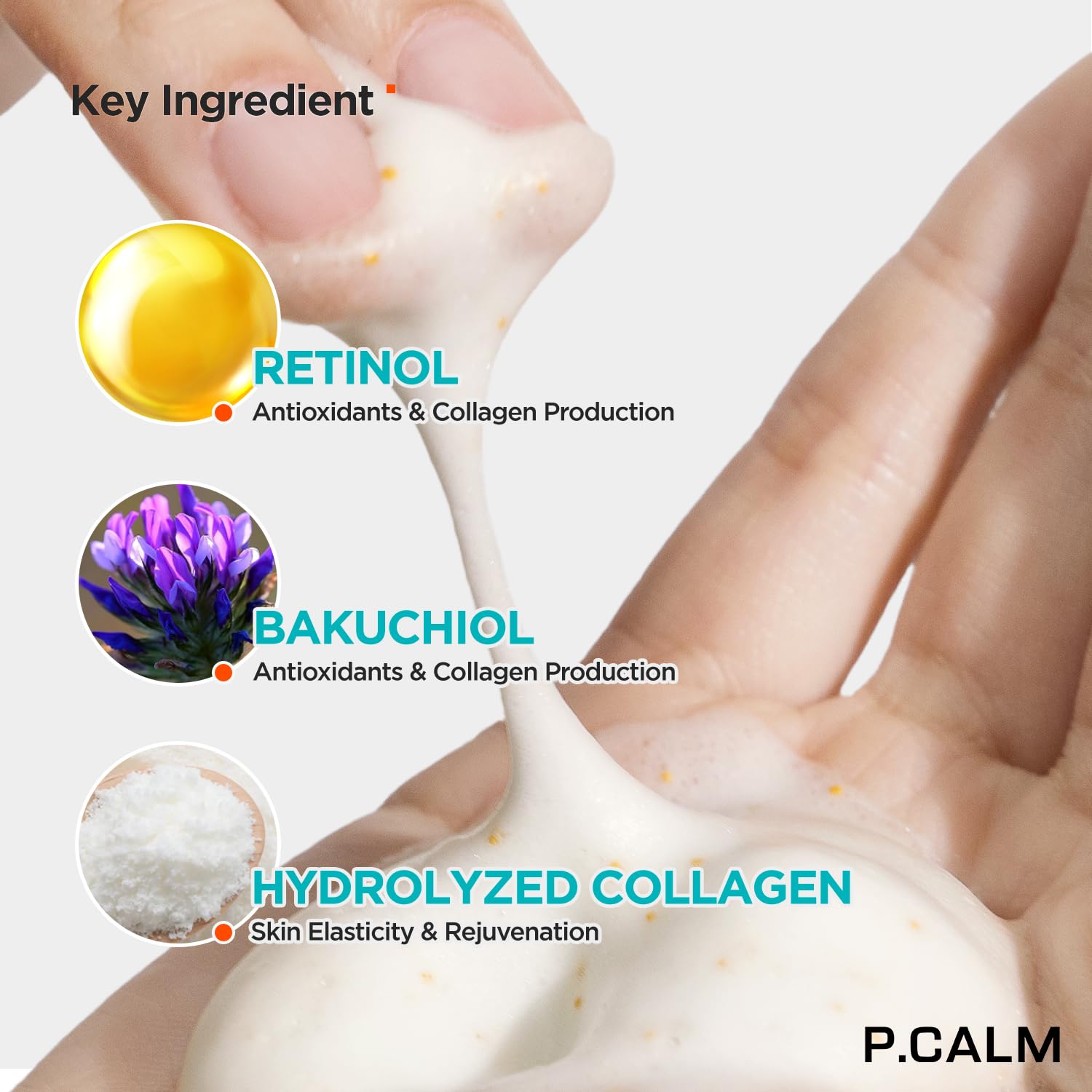 P.CALM Retinolagen Ampoule Shot Foam Cleanser 120ml - Vegan Pore Control Facial Wash with Retinol, Collagen, PHA & Bakuchiol for Sensitive Skin | Korean Skincare for Acne-Prone & Dry Skin | Morning & Night Routine | Gentle Exfoliating Face Wash