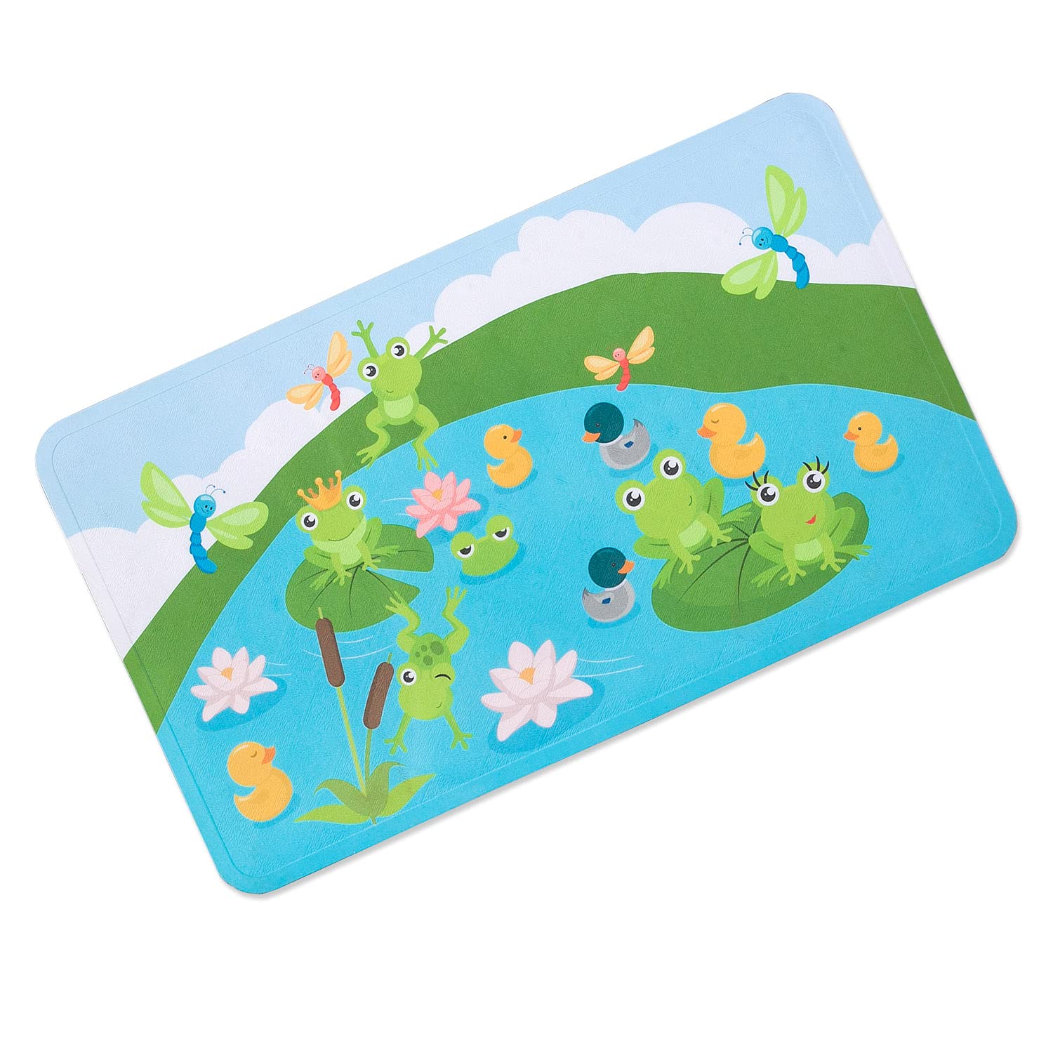 Non-Slip Frog Cartoon Bath Mat for Kids - 15.51x26.85 Inch Baby Shower Mat with Suction Cups | Safe Bathtub Floor Mat for Toddlers | Perfect for Bath Time, Nursery Decor & Kids' Bathroom Safety