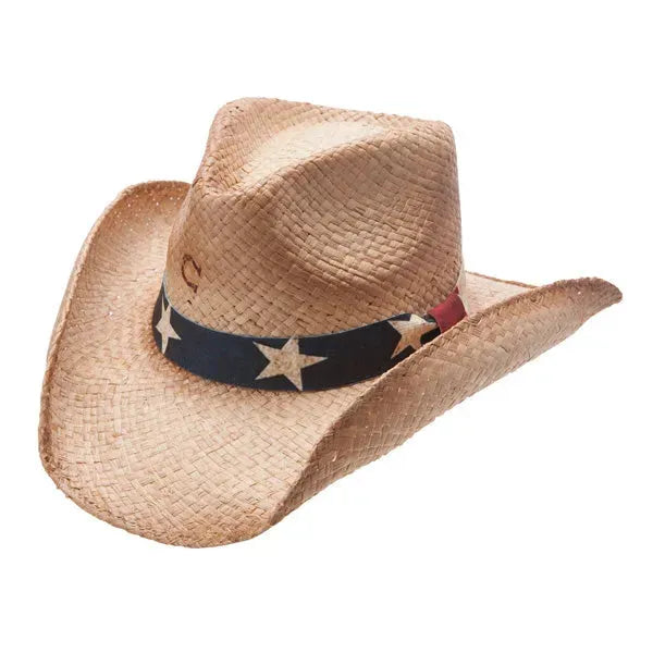 Charlie 1 Horse Stars & Stripes Shapeable Straw Cowboy Hat - Red White & Blue Patriotic Western Hat for Country Music Festivals & 4th of July Celebrations