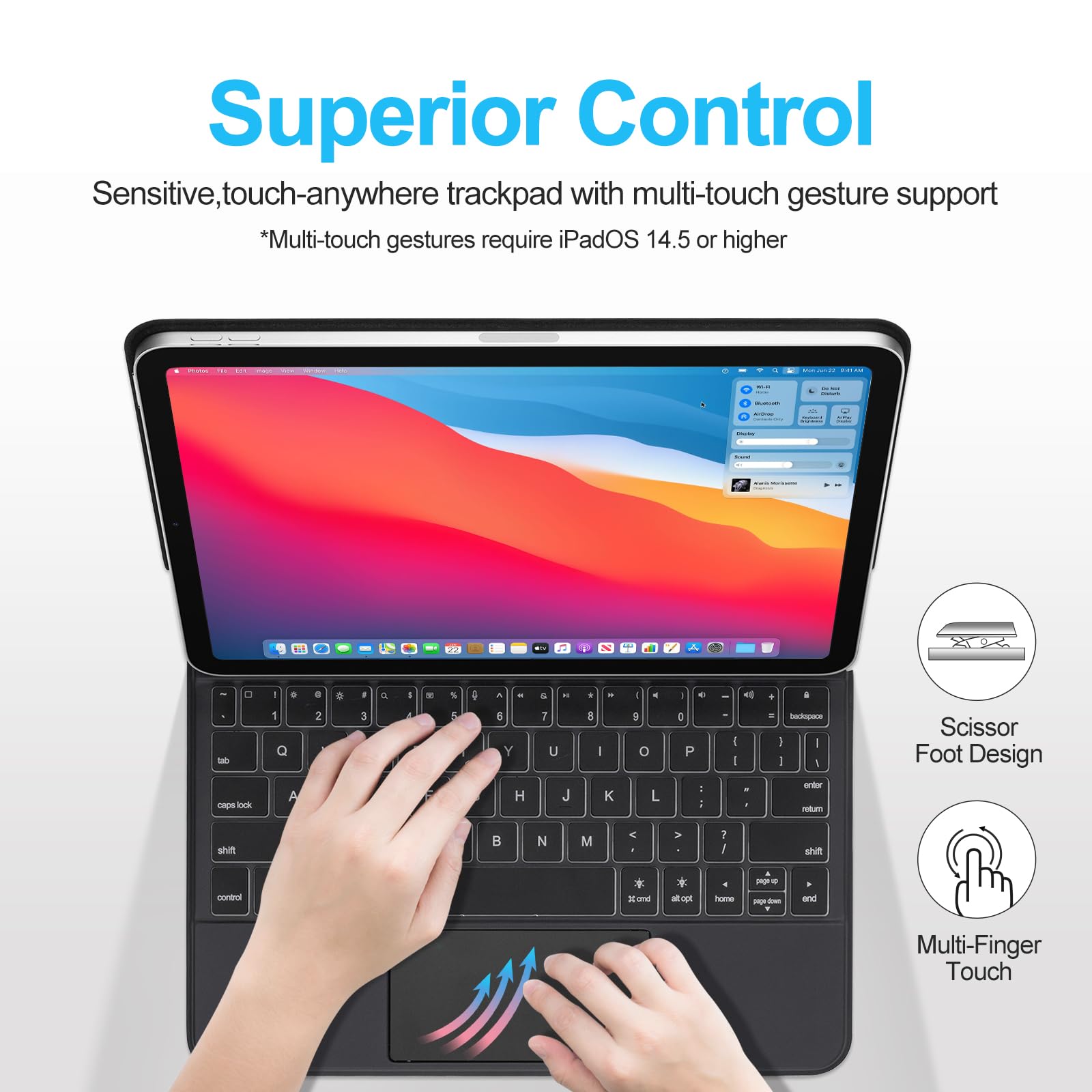 KIYPUT Bluetooth Keyboard Case for iPad Air 11 inch (M2) 2024 & iPad Pro 11 inch (1st-4th Gen) - Slim Protective Cover with Multi-Touch Trackpad, Backlit Keys, Compatible with iPad Air 4th/5th Gen | Perfect for Work, Study & Travel