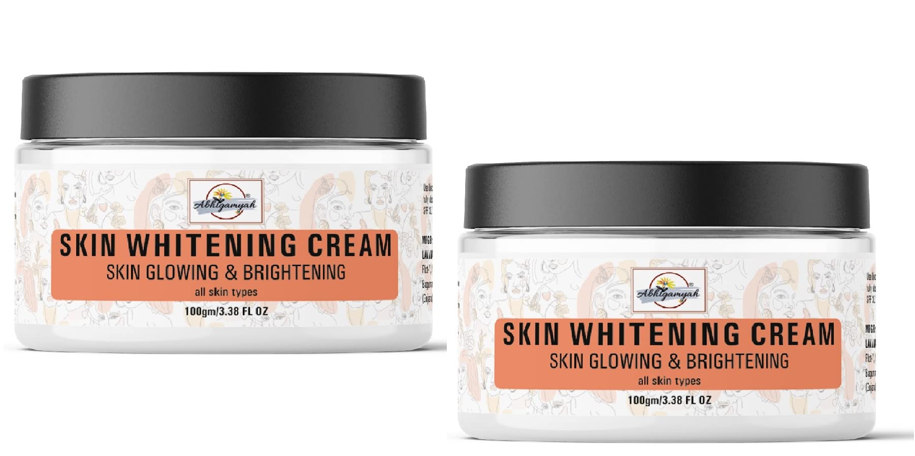 ABHIGAMYAH Skin Whitening & Brightening Face Cream for All Skin Types - Pack of 2 (100g Each) | Dark Spot Reducer, Even Skin Tone | Daily Moisturizer for Face & Neck