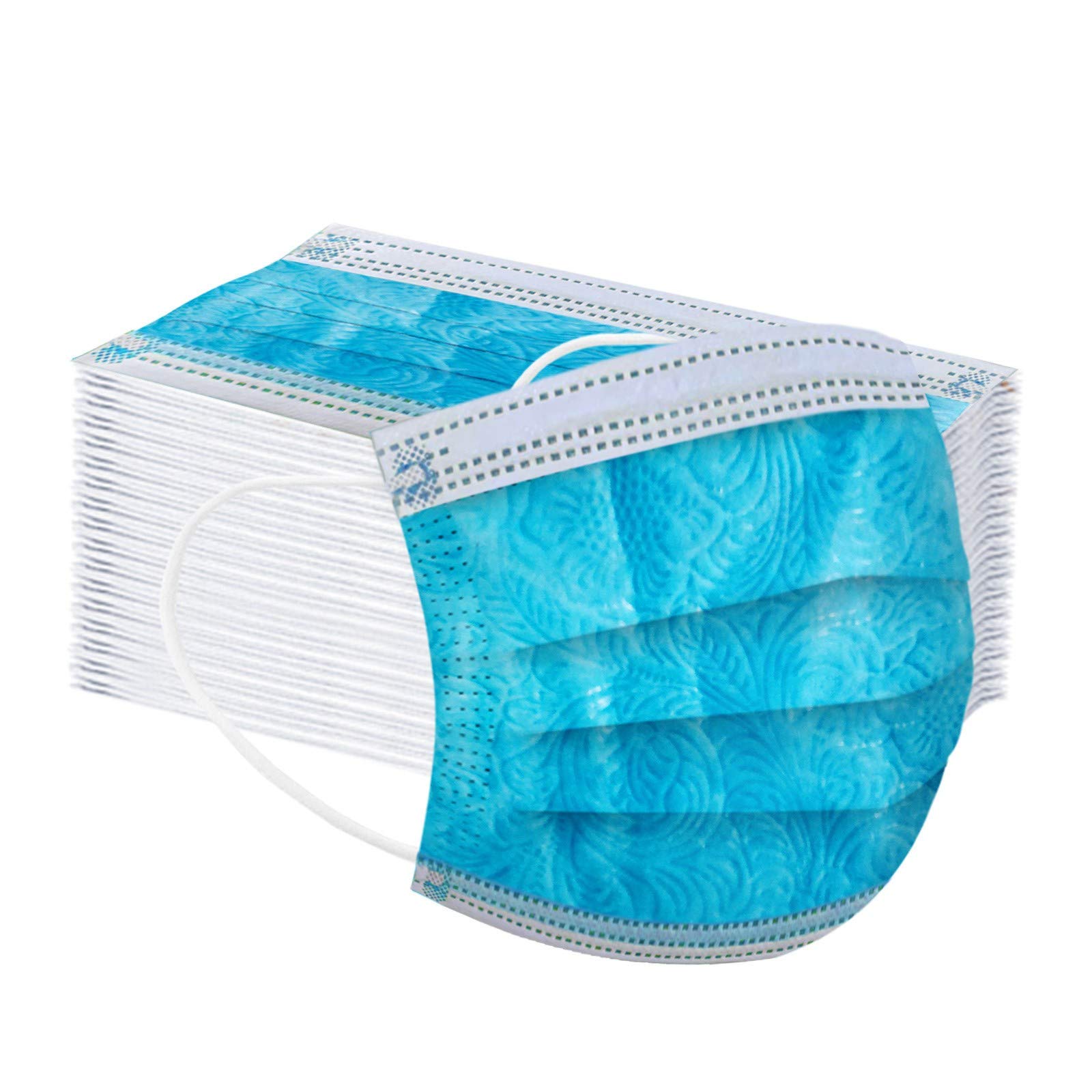 BEFOKA 50-Pack Colorful Disposable Face Masks for Adults - Breathable 3-Ply Printed Paper Masks for Daily Protection, Work, Travel & Public Safety