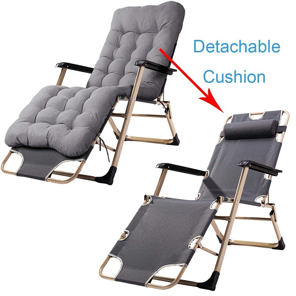 Adjustable Folding Outdoor Lounge Chair with Removable Cushion - Patio, Garden, Beach & Poolside Recliner for Relaxing in Sun - Perfect for Backyard, Camping and Leisure Time
