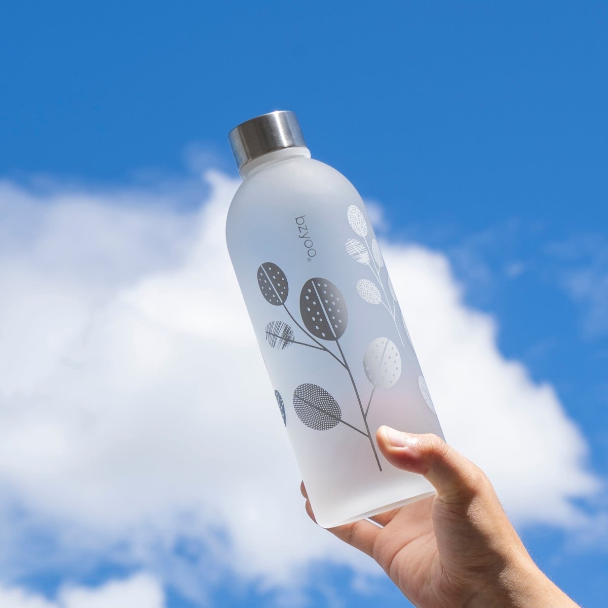 32oz Time Marker Tritan Water Bottle with Carrying Strap - Leaf Silver | Leak Proof BPA Free Sports Water Bottle for Gym, Hiking, Workout & Outdoor Activities