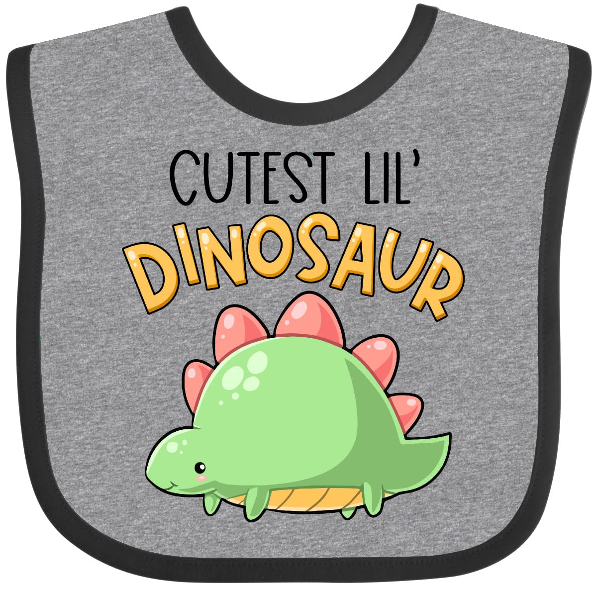 Inktastic Cutest Lil' Dinosaur Baby Bib - Adorable Stegosaurus Design for Infants & Toddlers - Perfect for Mealtime, Daycare & Photo Shoots