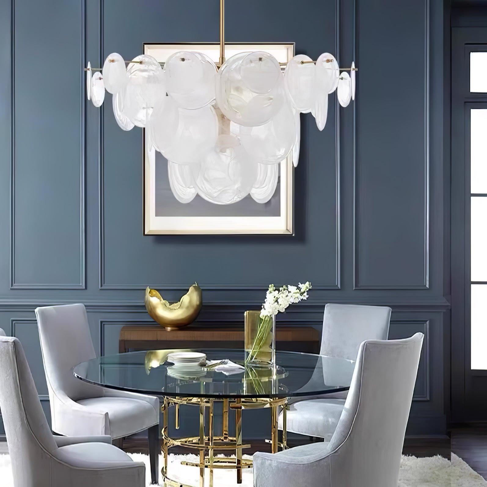 Elegant Brass Discs Cascading Chandelier - Modern Ceiling Light Fixture for Dining Room, Living Room & Bedroom Decor