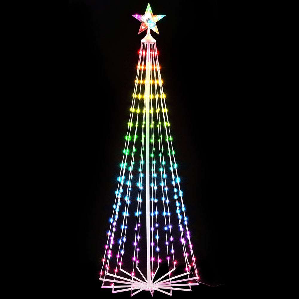 1.8M Christmas Tree with 265 LED RGB Fairy Lights - Color Changing Holiday Decor for Indoor & Outdoor Use - Perfect for Christmas, Parties, and Festive Home Decoration