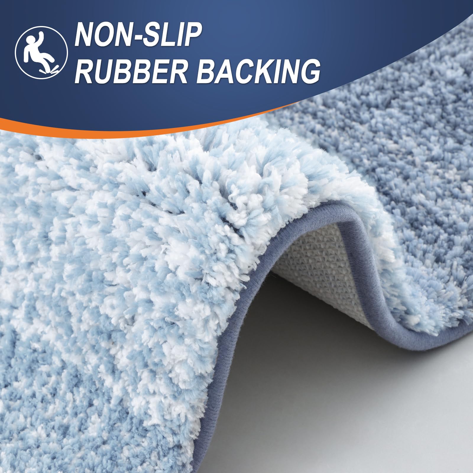 Olanly 2-Piece Soft Absorbent Microfiber Bathroom Rug Set - Non-Slip Machine Washable Plush Shaggy Bath Mats (30
