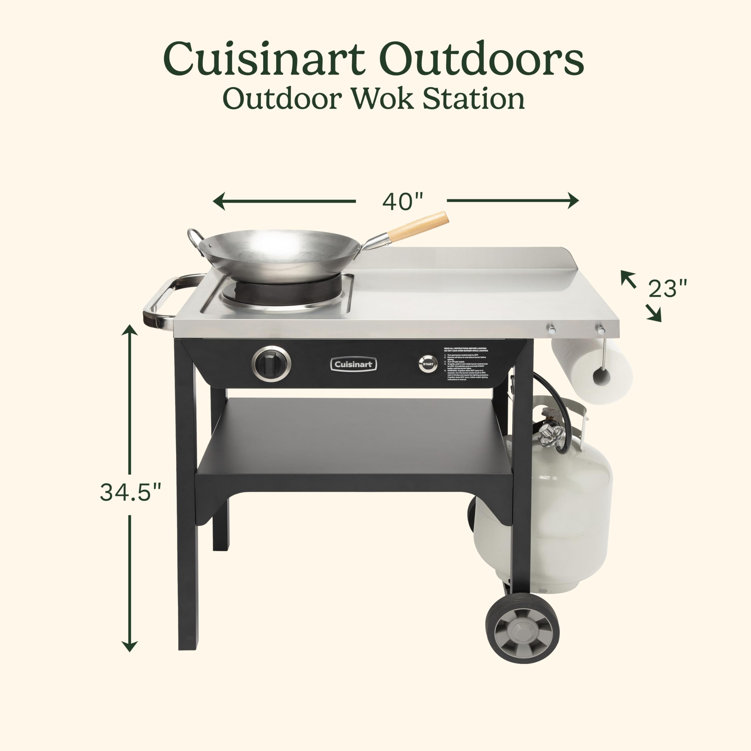 Cuisinart Outdoor Wok Station - 50,000 BTU High-Power Propane Burner with 14