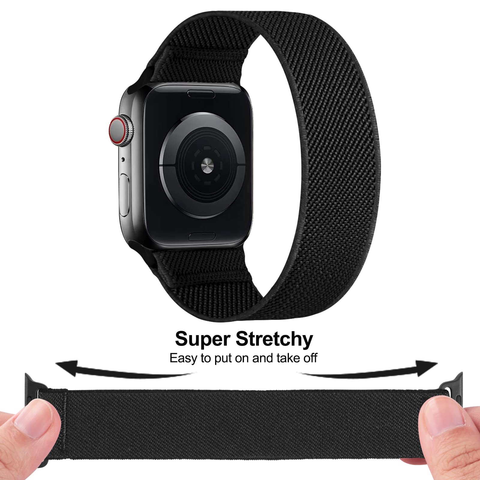 10 Pack Stretchy Solo Loop Bands for Apple Watch 38mm-49mm - Soft Elastic Nylon Sport Straps Compatible with iWatch Ultra 1/2, SE & Series 8/7/6/5/4/3/2/1 - Perfect for Gym, Running, Swimming & Everyday Wear (Men & Women)