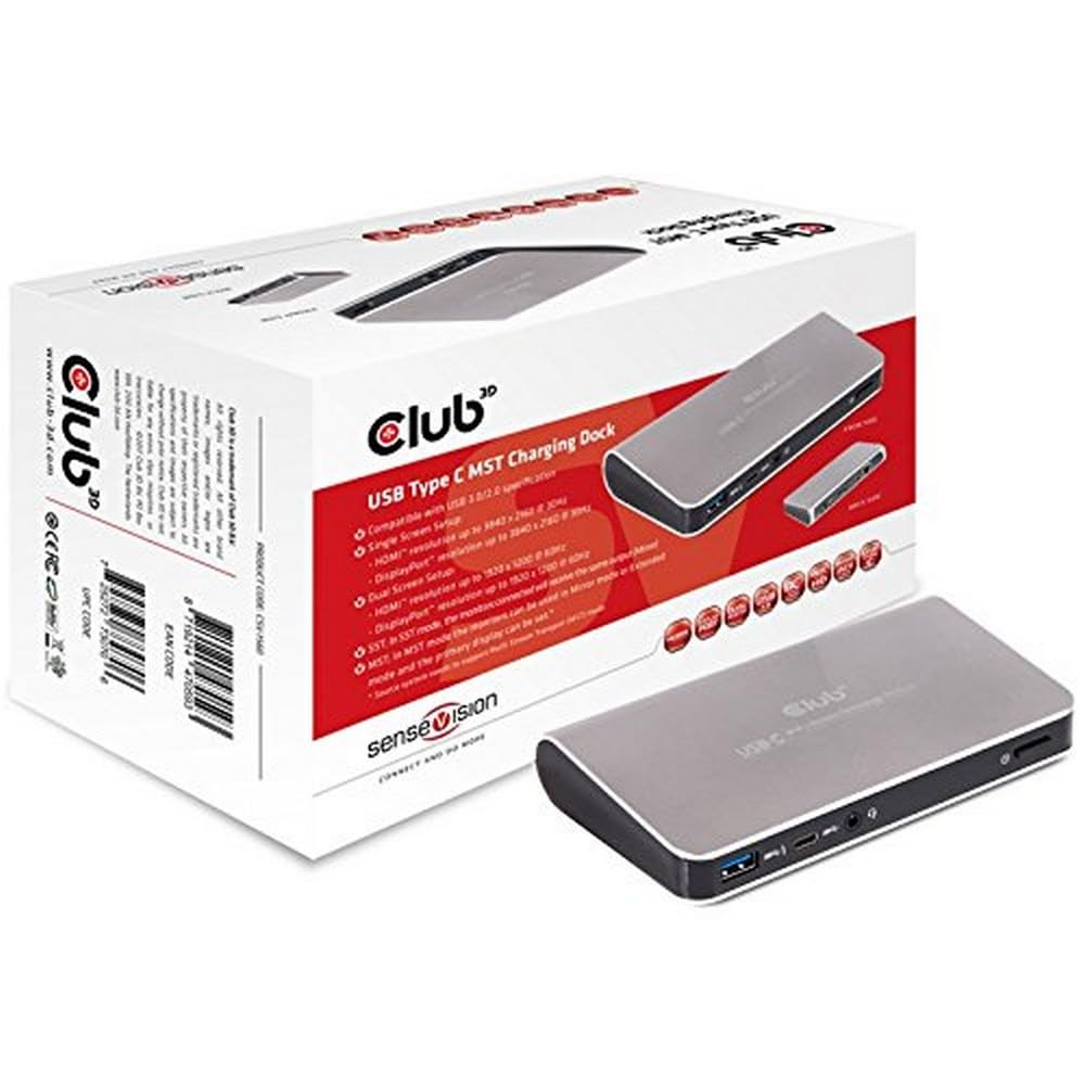 Club 3D USB-C Dual Display 4K HDMI/DP Docking Station with Power Delivery - Compatible with Windows, Mac OS, Chrome & Ubuntu - Perfect for Home Office & Multi-Monitor Workstations