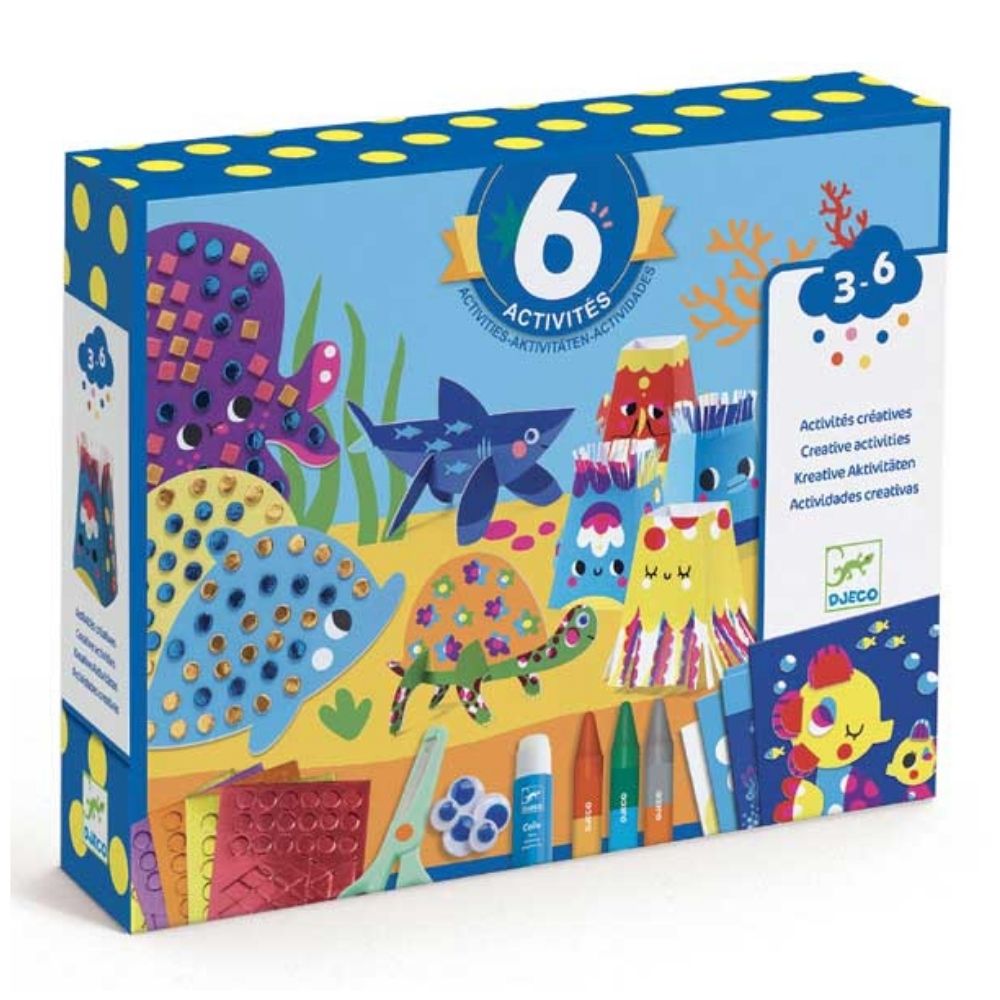 DJECO Multi-Activity Craft Kit for Kids - Seaside Delights Art Set, Creative DIY Gifts for Children | Beach-Themed Arts & Crafts for Summer Vacation & Birthday Parties
