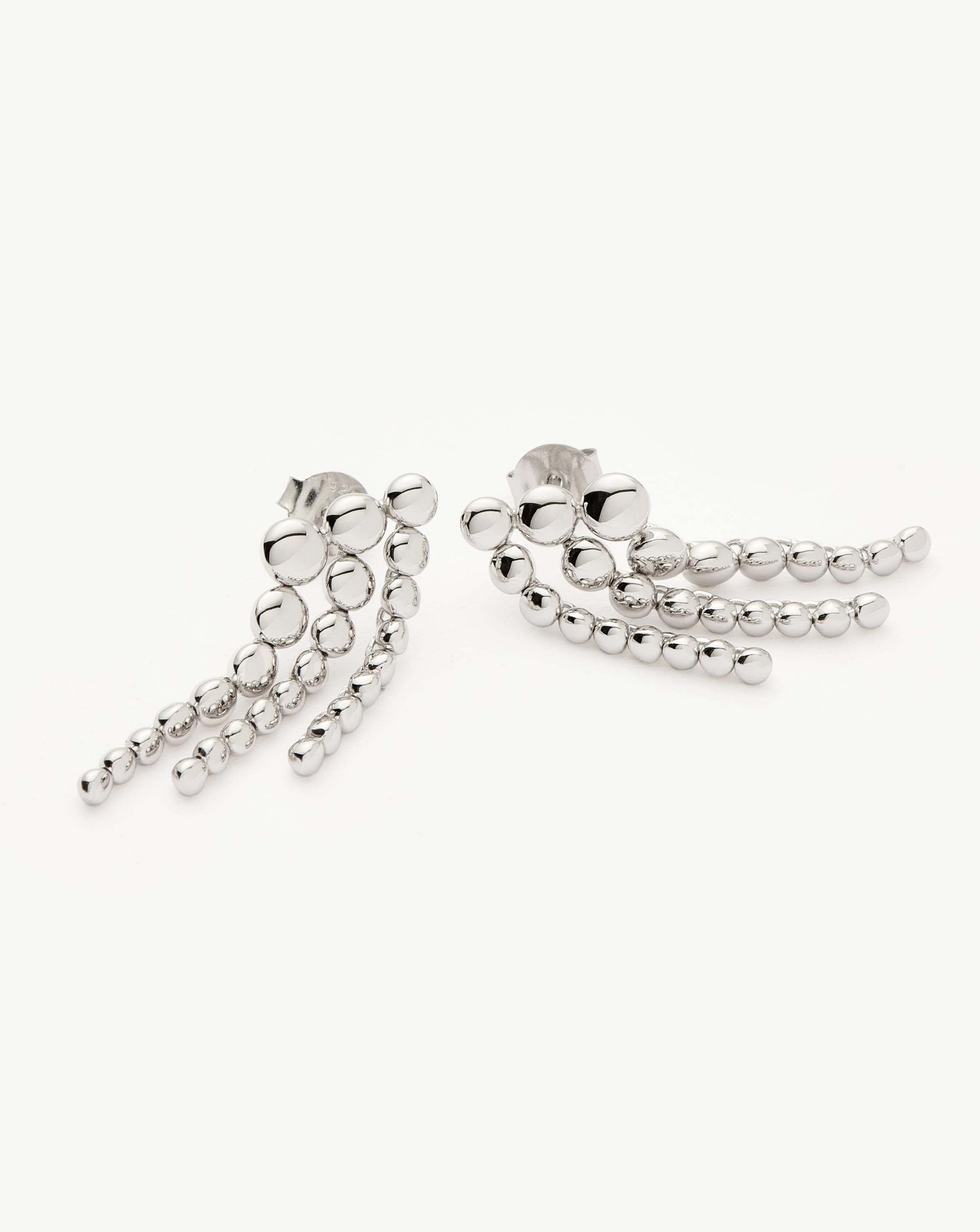 Sterling Silver Beaded Waterfall Drop Earrings for Women - Elegant Dangling Jewelry for Parties, Weddings & Special Occasions