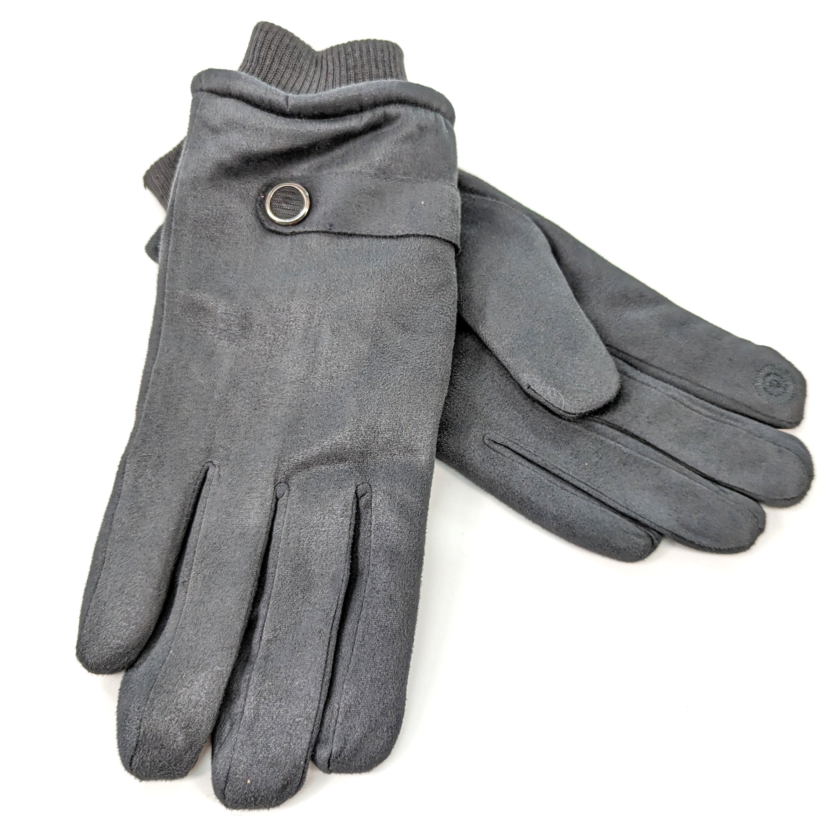 Unisex Stylish Button Detail Gloves - Dark Grey - Perfect for Winter Fashion & Outdoor Activities
