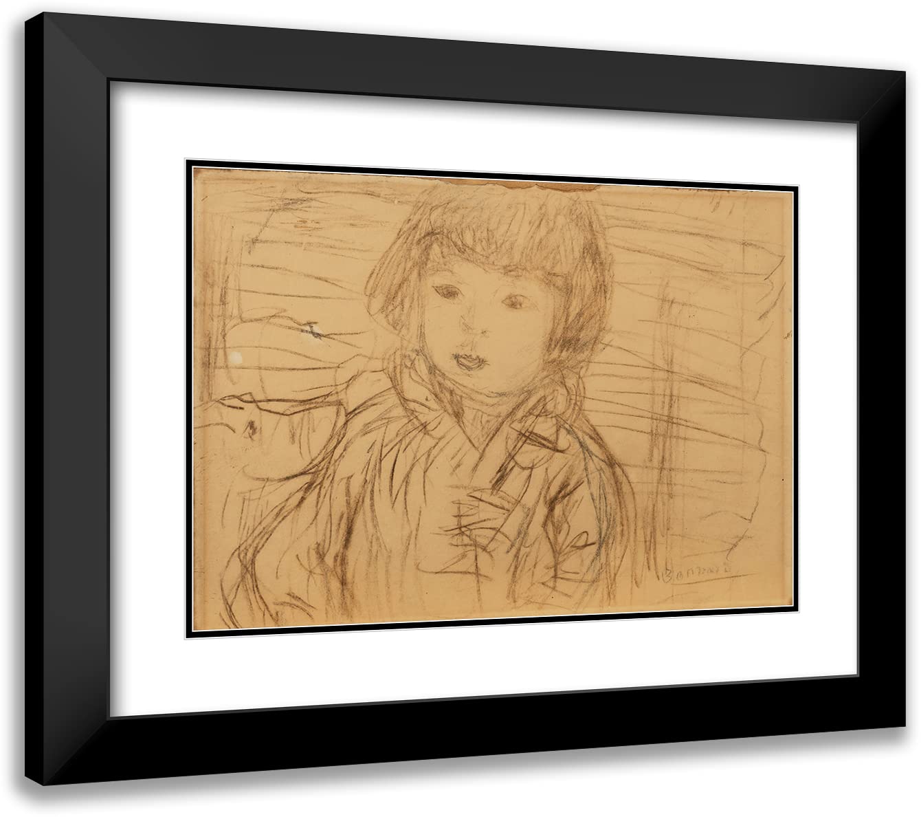 Pierre Bonnard 24x18 Black Modern Framed Museum Art Print - Isabelle Lecomte Du Noodles Infant | Double Matted Wall Decor for Living Room, Bedroom & Office
