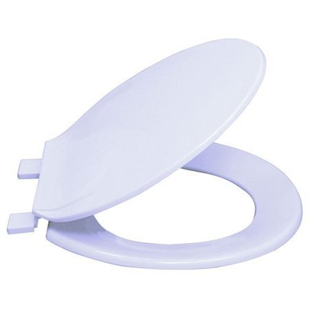 EZ FLO 65905 White Wood Toilet Seat - Durable & Comfortable Bathroom Upgrade for Home, RV & Camping Use
