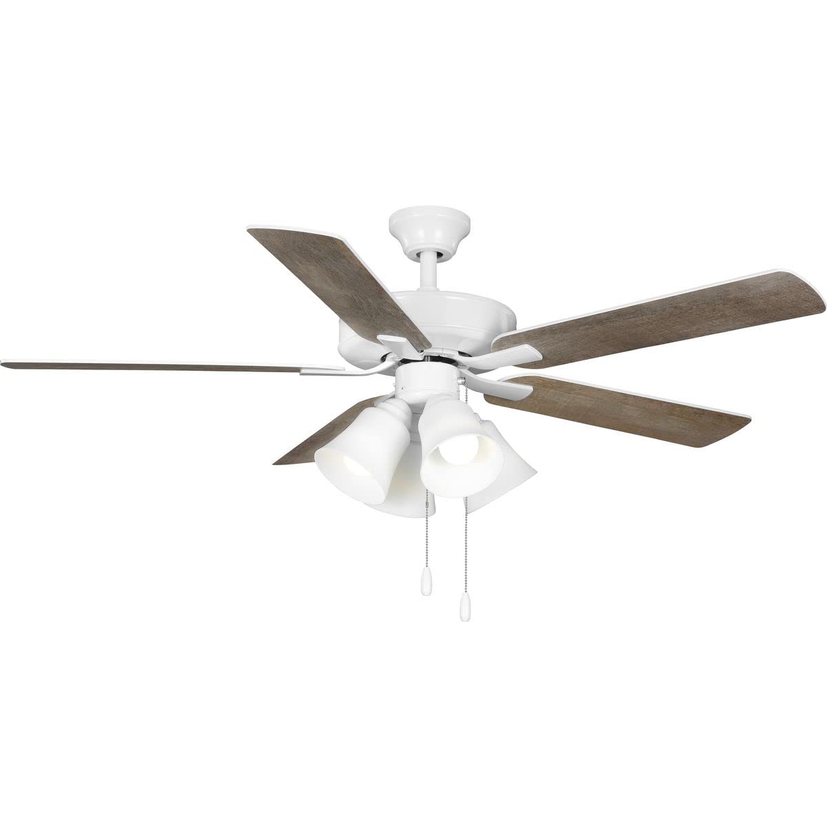 Progress Lighting P250077-030-WB AirPro E-Star Energy Efficient Ceiling Fan with Light, 52 Inch Large White Blade - Perfect for Living Room, Bedroom & Outdoor Covered Patios