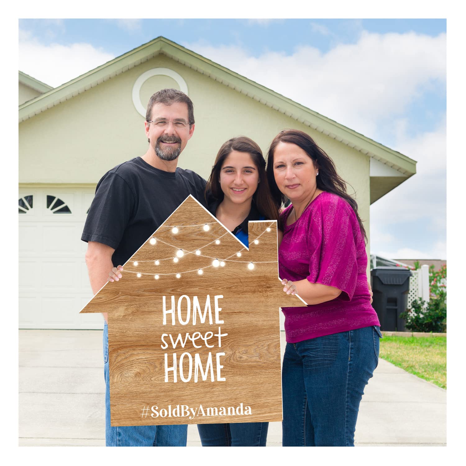 Real Estate House Sign - 'Home Sweet Home Sold' Wooden Sign for Realtors, Housewarming Party Decor & Closing Gifts | Durable Bright Wood Marketing Supplies for Yard Post & Open House Events