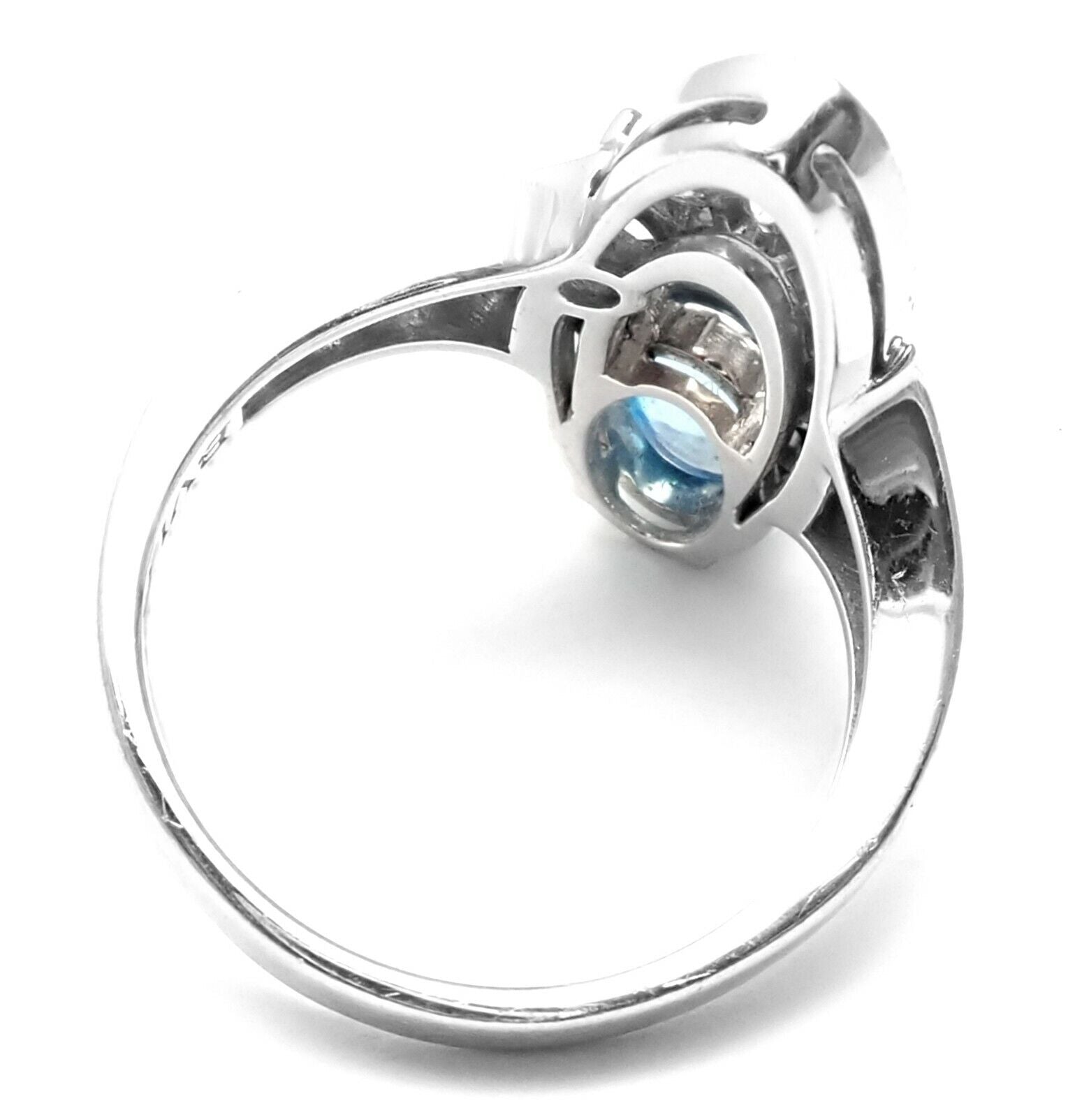Authentic Bvlgari Bulgari Elysia 18k White Gold Diamond Blue Topaz Ring for Women - Luxury Jewelry Gift for Anniversary, Engagement & Special Occasions