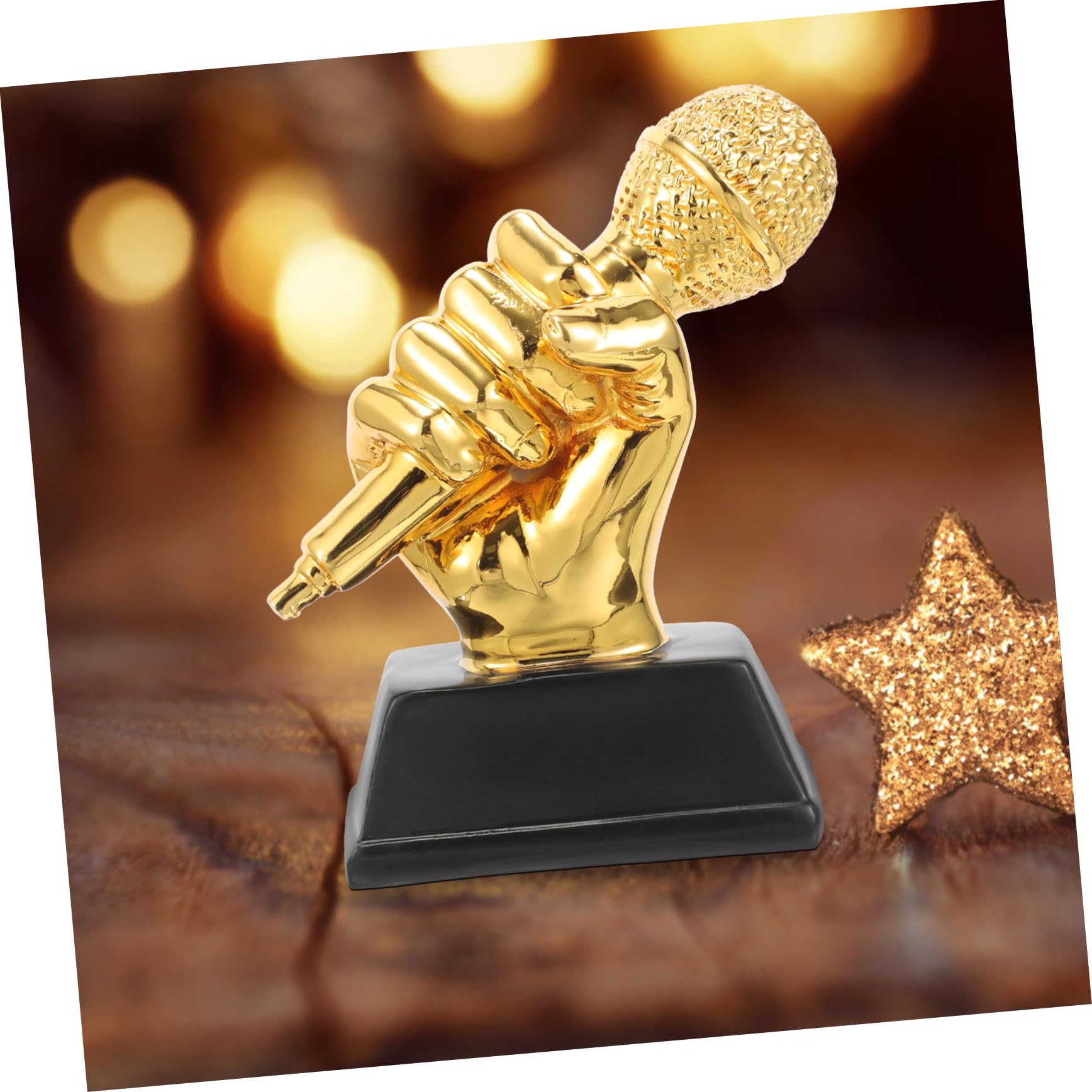 NAMOARLY Vintage Style Handcrafted Resin Trophy Microphone - 12x6x13cm - Perfect for School Competitions, Awards, and Stage Performances