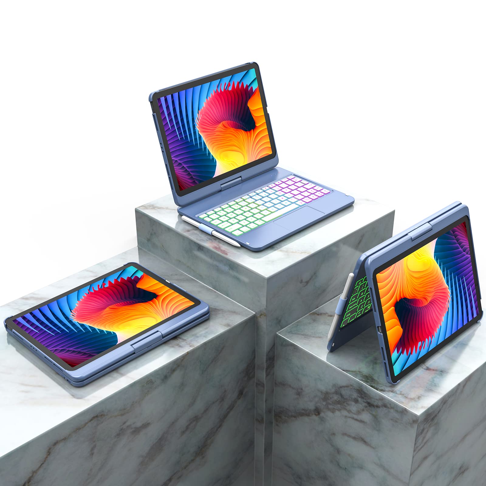 iPad Pro 11 Inch Keyboard Case with Touch Trackpad & 10-Color Backlight - Compatible with iPad Air 5th/4th Gen & iPad Pro 11 (1st/2nd/3rd Gen) - 360° Protection & Pencil Holder - Perfect for Work, Study & Travel