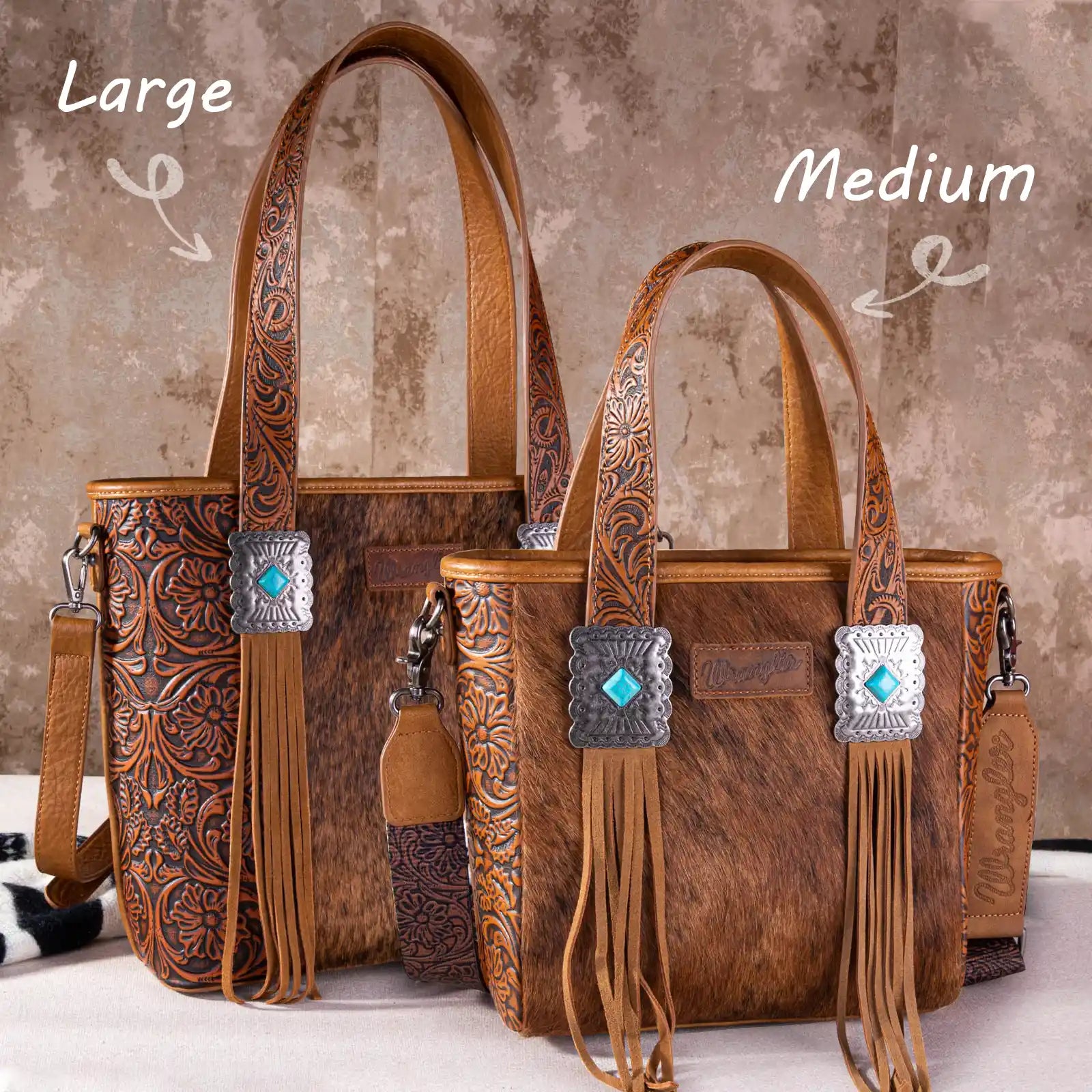 Wrangler Genuine Cowhide Leather Fringe Crossbody Purse for Women - Stylish Concealed Carry Handbag for Everyday Use, Travel & Outdoor Adventures
