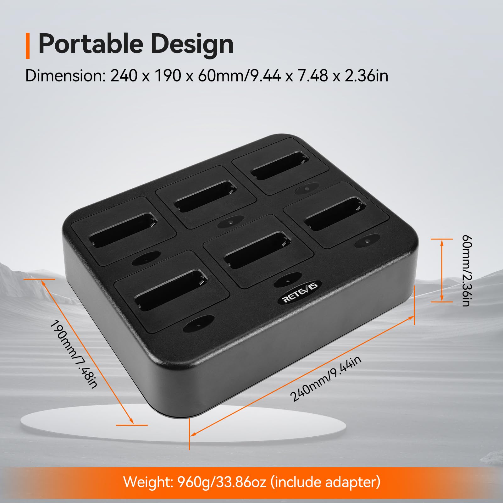 Retevis RT22P 6-Port Walkie Talkie Charging Station - Multi-Unit Charger for Retevis RT22P Two Way Radios (1 Pack) - Perfect for Security Teams, Event Staff & Outdoor Adventures