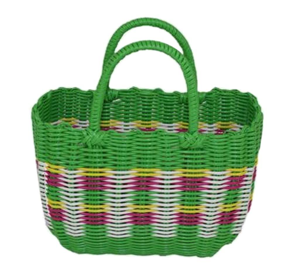 24-Station Colorful Woven Shopping Basket - Eco-Friendly Cotton Tote Bag & Shower Caddy - Perfect for Groceries, Beach Trips & Bathroom Storage (Green)