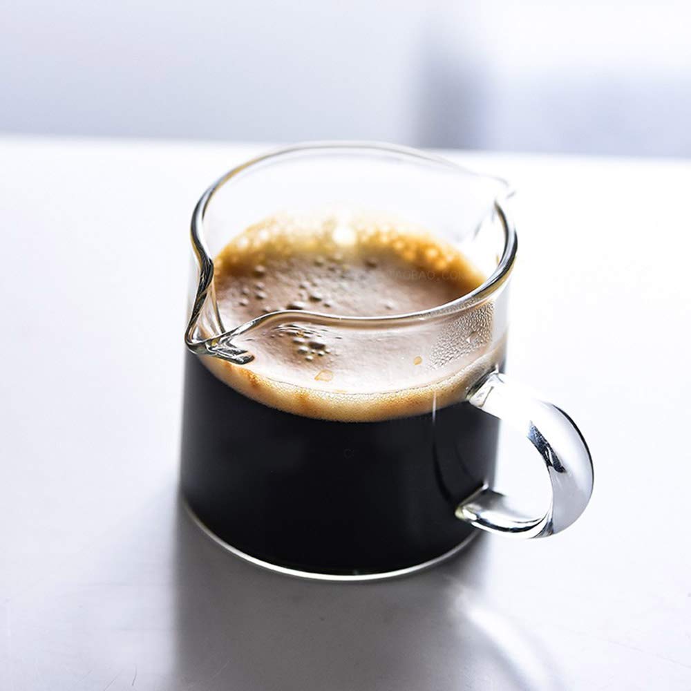 2 Spout Glass Creamer Pitcher with Handle - Perfect for Coffee, Milk, and Tea Serving - Ideal for Cafes, Restaurants, and Home Breakfast Use