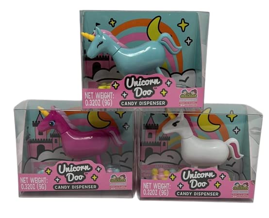 Kidsmania Unicorn Doo Candy Dispenser (Pack of 3) - Fun Party Favors for Birthdays, Halloween & Classroom Rewards