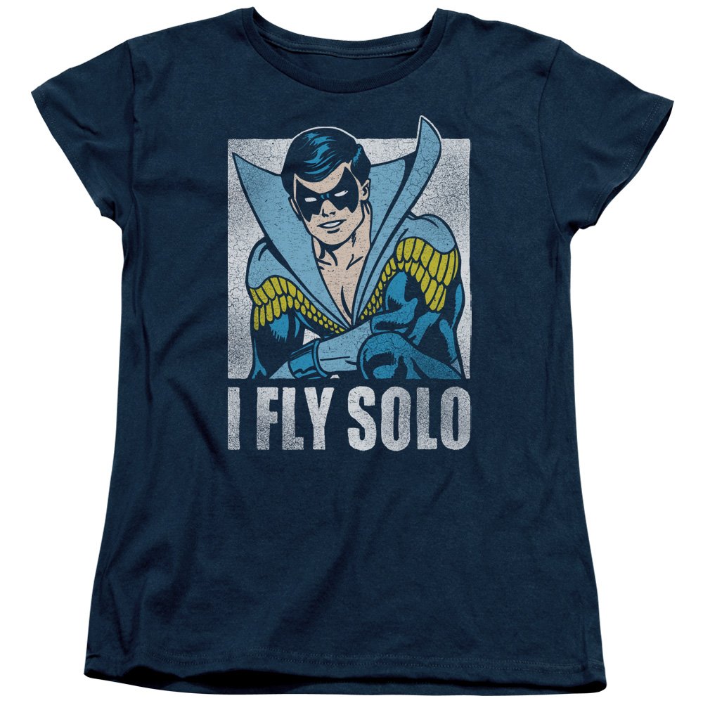 Trevco DC-Fly Solo Women's Short Sleeve T-Shirt - Navy Blue, Extra Large - Casual Wear, Street Style, Gift for DC Comics Fans