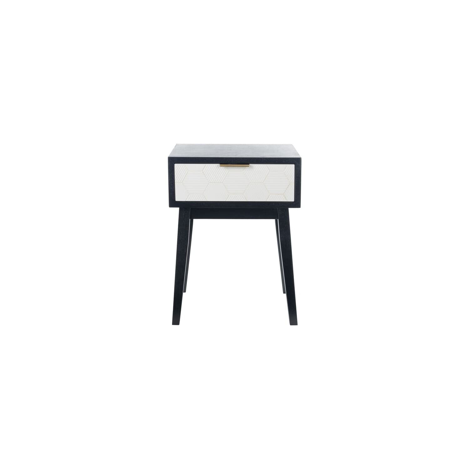 SAFAVIEH Keya Black & White 1-Drawer Nightstand - Modern Accent Table for Living Room, Bedroom & Entryway - Compact Side Table with Storage (Model ACC6601B) - Perfect for Small Spaces, Apartments & Dorm Rooms
