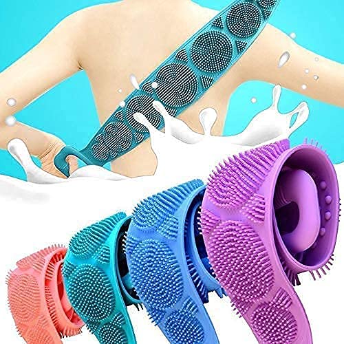 GRIDLAB Silicone Body Scrubber - Dual-Sided Exfoliating Brush for Deep Skin Cleaning & Massage, Dead Skin Removal Shower Belt - Easy to Clean for Men & Women - Perfect for Daily Shower & Spa Exfoliation