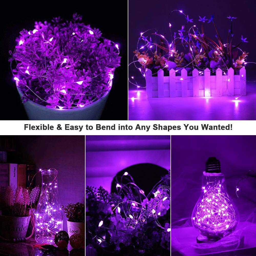 Brizled 2 Pack 60 LED Purple Halloween Fairy Lights + 100 LED 5MM Purple String Lights - Indoor Halloween Decorations for Party, Home, Yard & Outdoor Decor