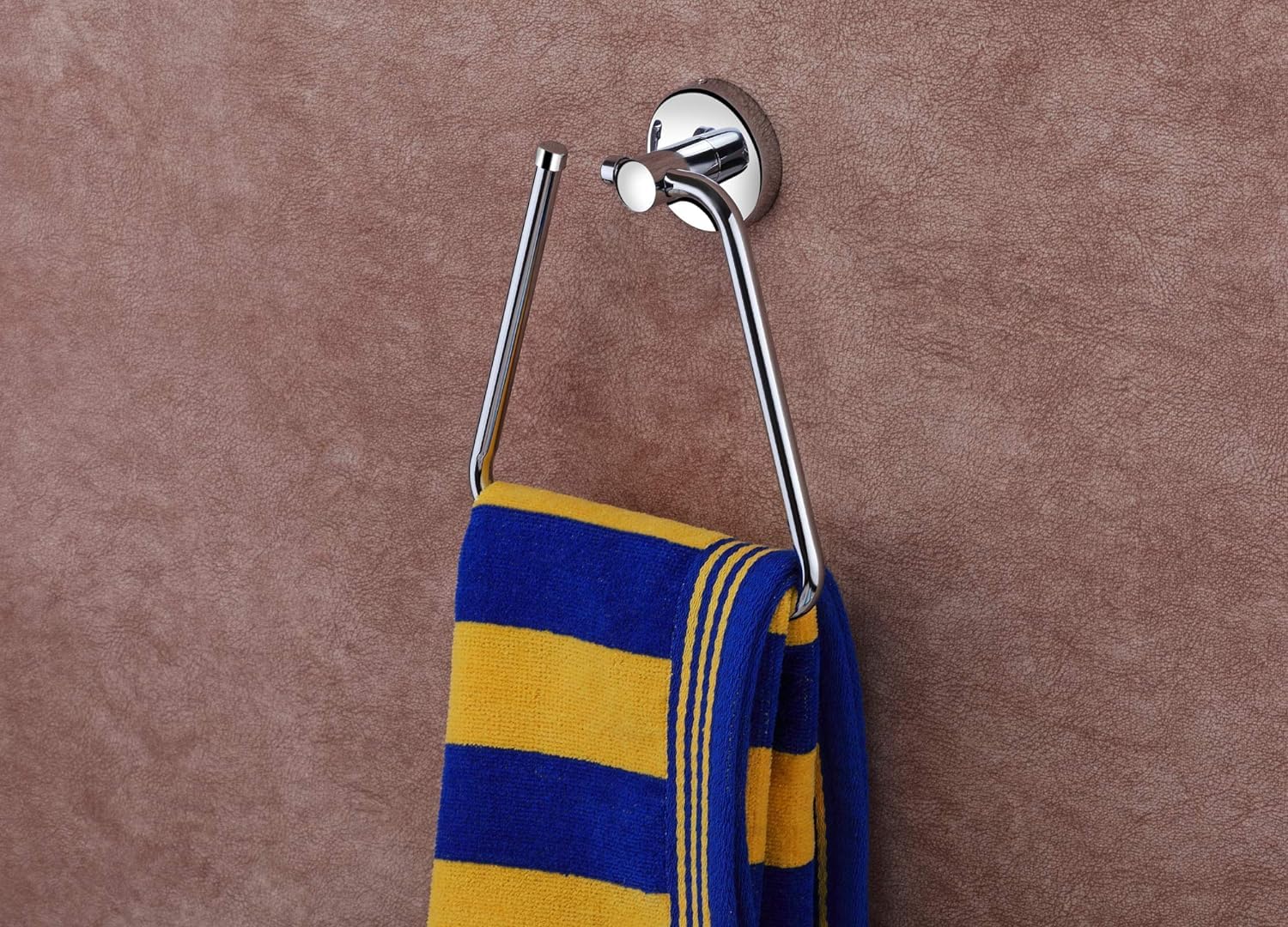 Elexa Chrome Finish Triangle Towel Ring - Modern Bathroom Towel Holder & Napkin Ring - Silver Chrome Hanger for Kitchen & Bathroom Decor