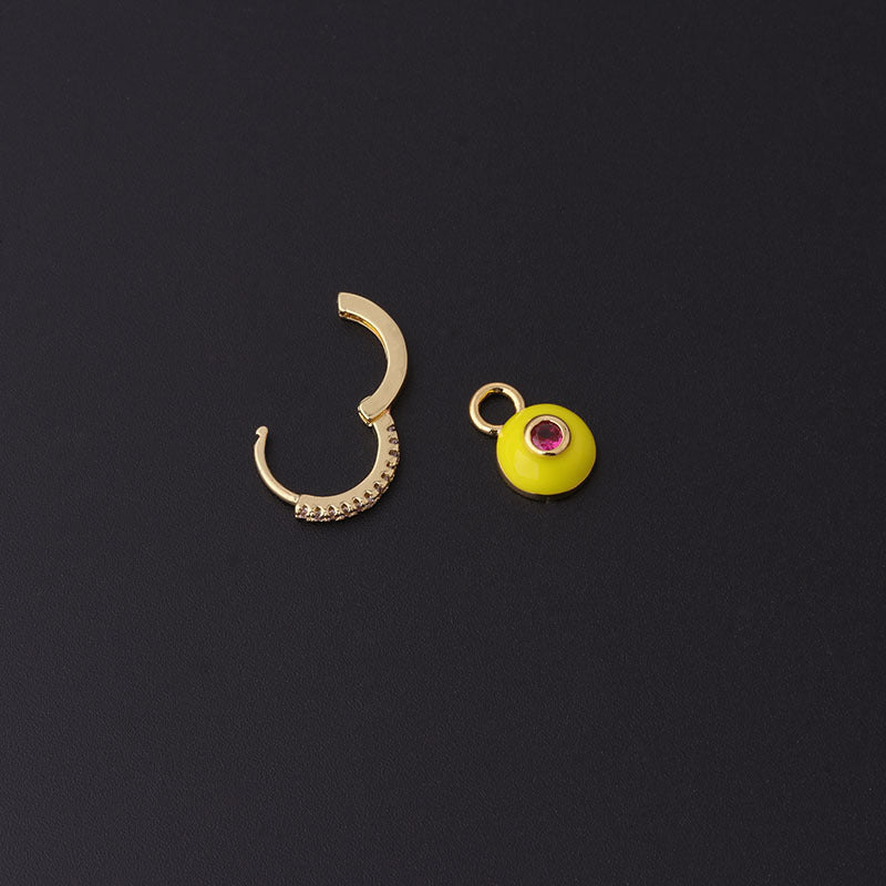 18K Gold Cartilage Hoop Earrings with Enamel Eye Design - Dainty Helix Earrings for Women | Perfect for Everyday Wear, Parties & Gifts (HSPJ379)