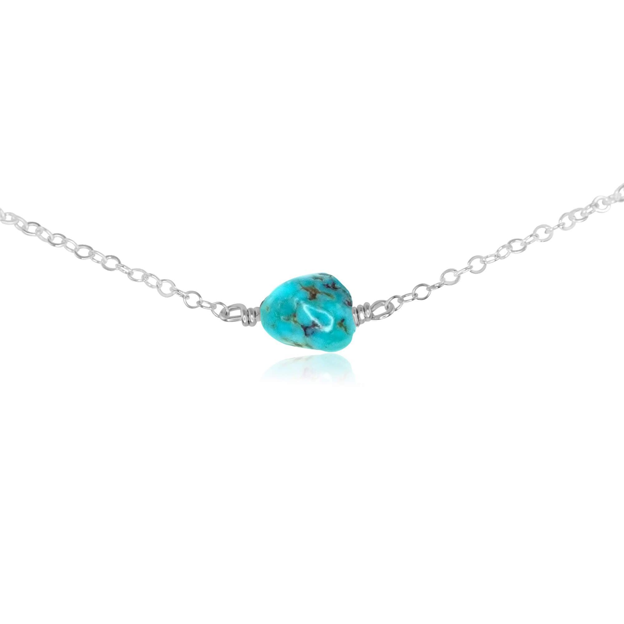 Natural Raw Turquoise Crystal Nugget Choker Necklace - Handmade Bohemian Jewelry for Women | Perfect for Festivals, Boho Outfits & Layering