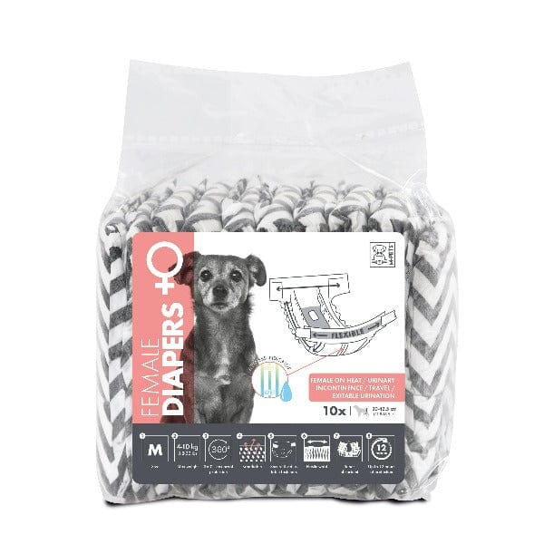 M PETS Female Dog Diapers - Washable & Reusable Pet Diapers for Small to Medium Dogs - Perfect for Incontinence, Heat Cycles, and Travel Use