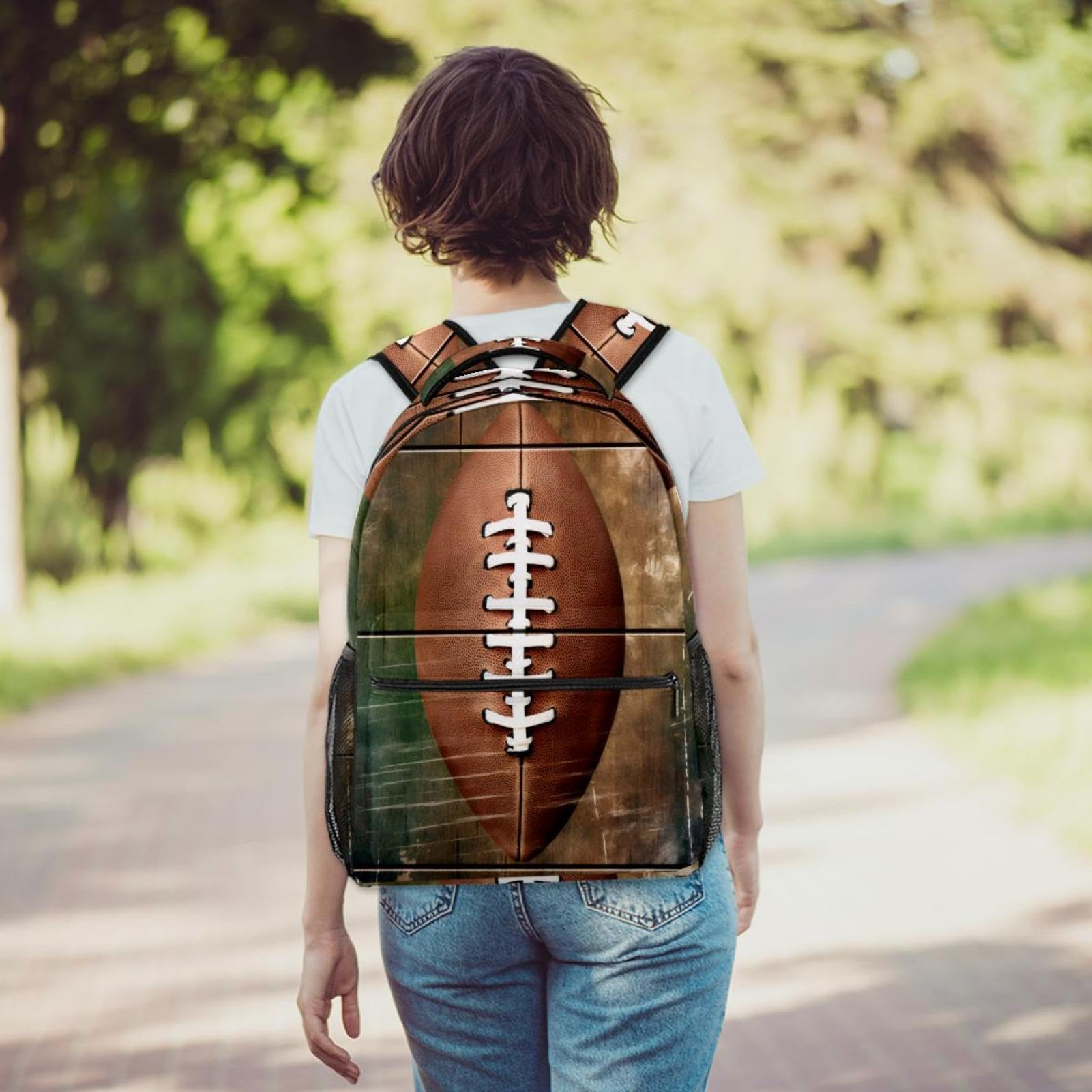 FVQL Kids Backpack - Durable School Bookbag for Boys & Girls, Football Themed Sports Backpack for Teens - Perfect for School, Travel & Sports Games