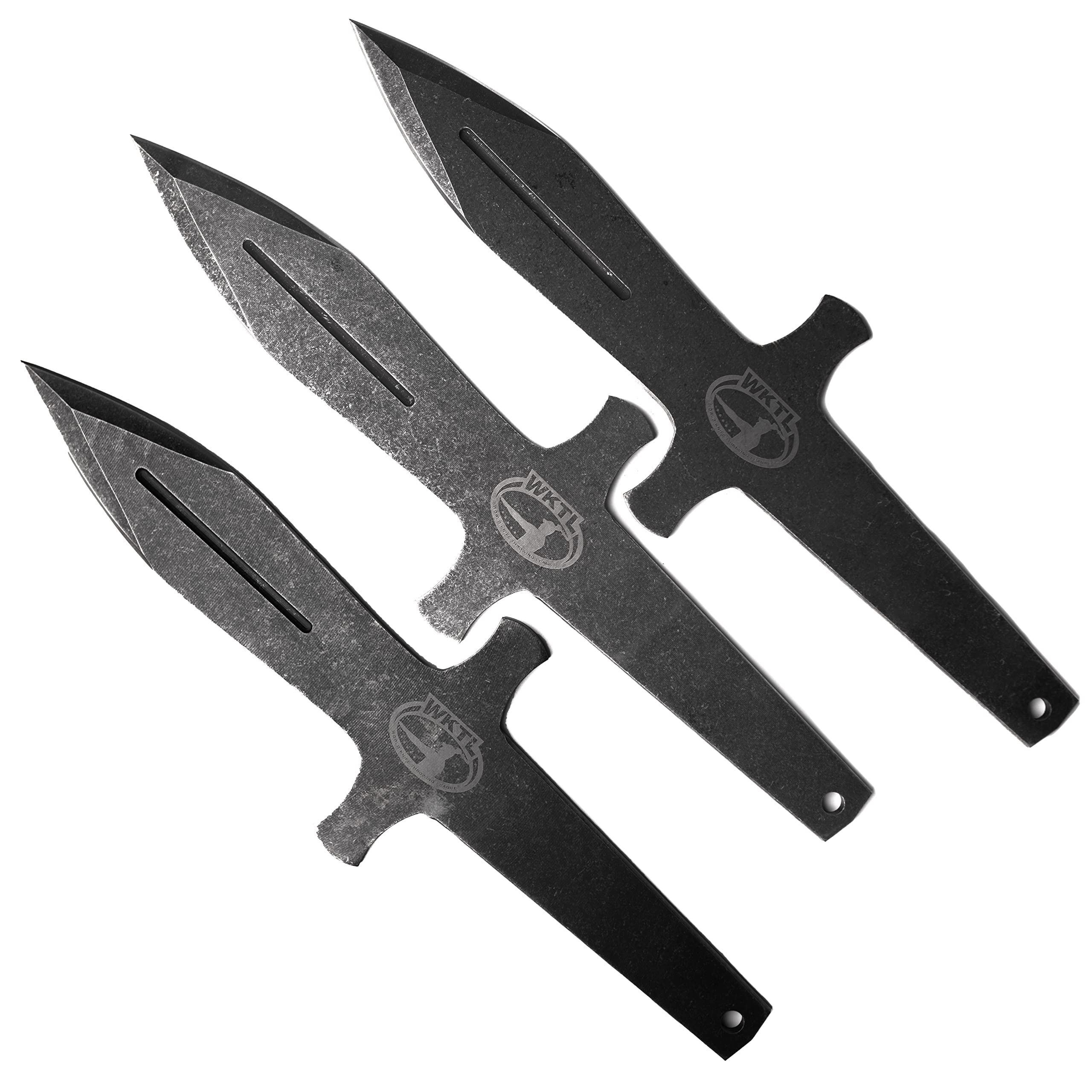 Professional Balanced Throwing Knife Set - 3 Stainless Steel Full Tang Knives with Stone Rolled Finish & Nylon Sheath (14.5 Inch) - Perfect for Target Practice, Outdoor Survival & Knife Throwing Competitions