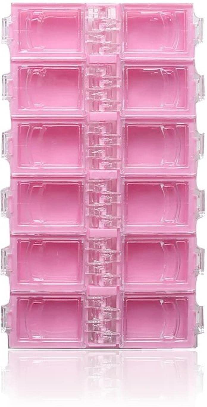 SHILLS Professional 12 Grids Plastic Empty Pink Nail Art Storage Box - Rhinestone, Jewelry & Beads Organizer for Display & Storage | Perfect for Nail Salons, DIY Nail Art & Home Organization
