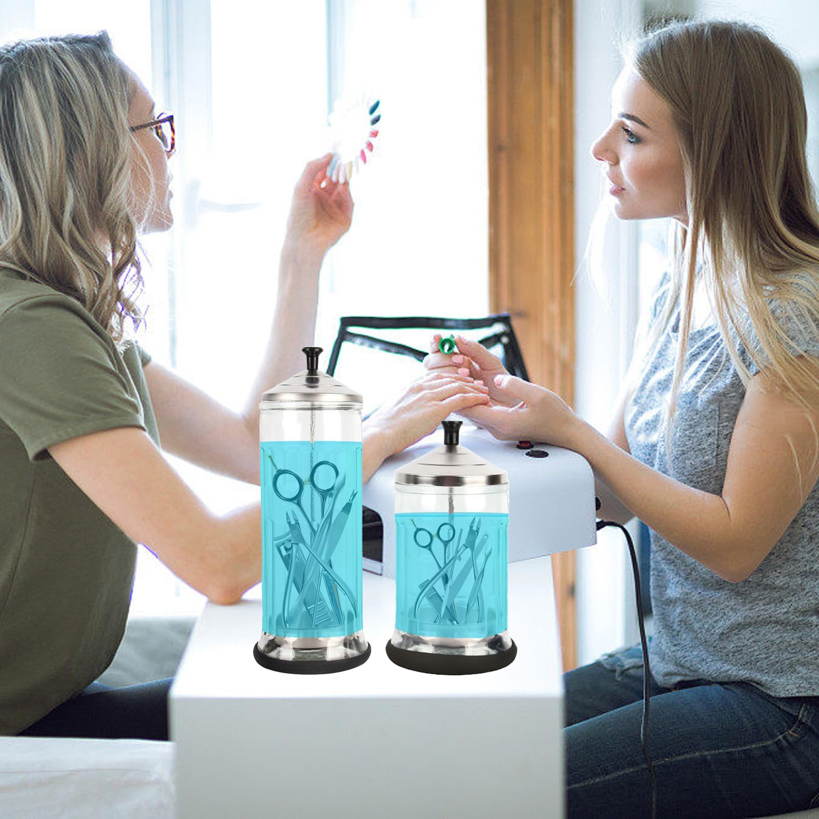33 Oz /1000ml Glass Disinfectant Jar for Barber Tools - Professional Sterilizer for Nail & Hair Stylist Equipment | Salon, Barber Shop & Home Use
