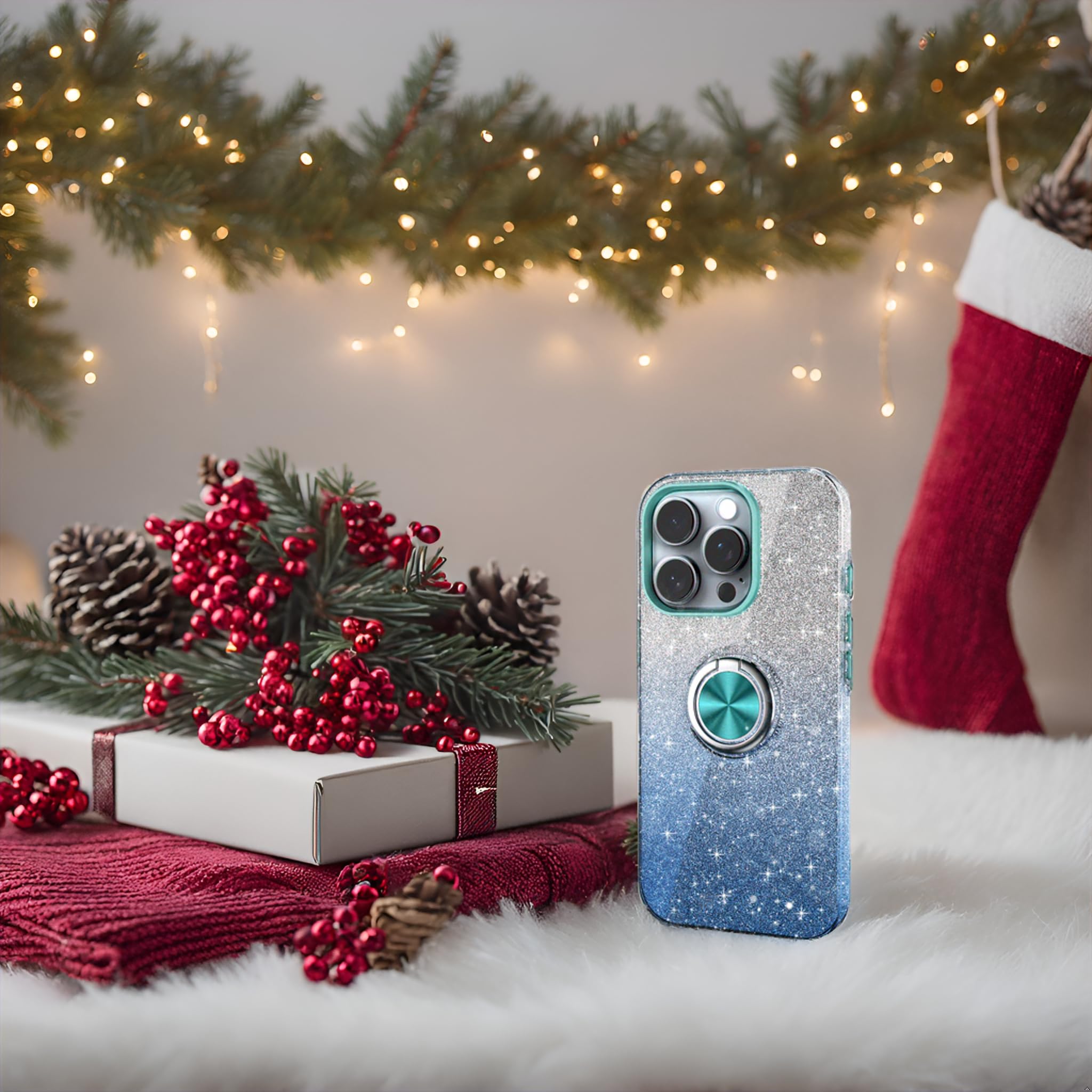 Slim Glitter Sparkly Case with 360° Ring Holder & Kickstand for iPhone 11 Pro Max (6.5