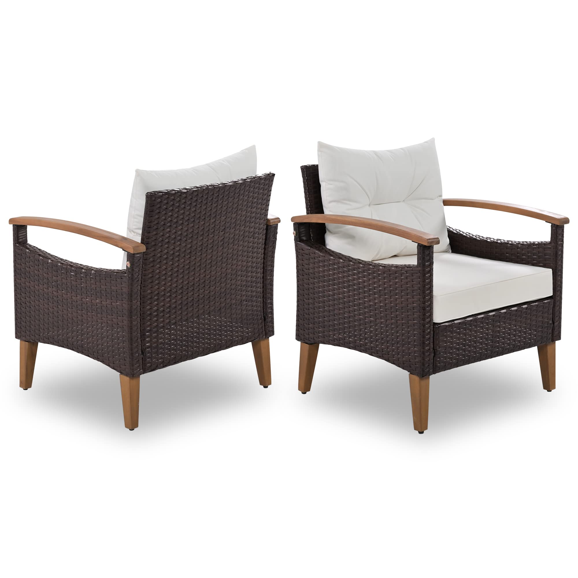 4-Piece Rattan Patio Conversation Set with Cushions & Coffee Table - Outdoor Furniture for Backyard, Porch, Poolside (Beige) | Perfect for Relaxing, Entertaining & Lounging in Your Garden or Terrace