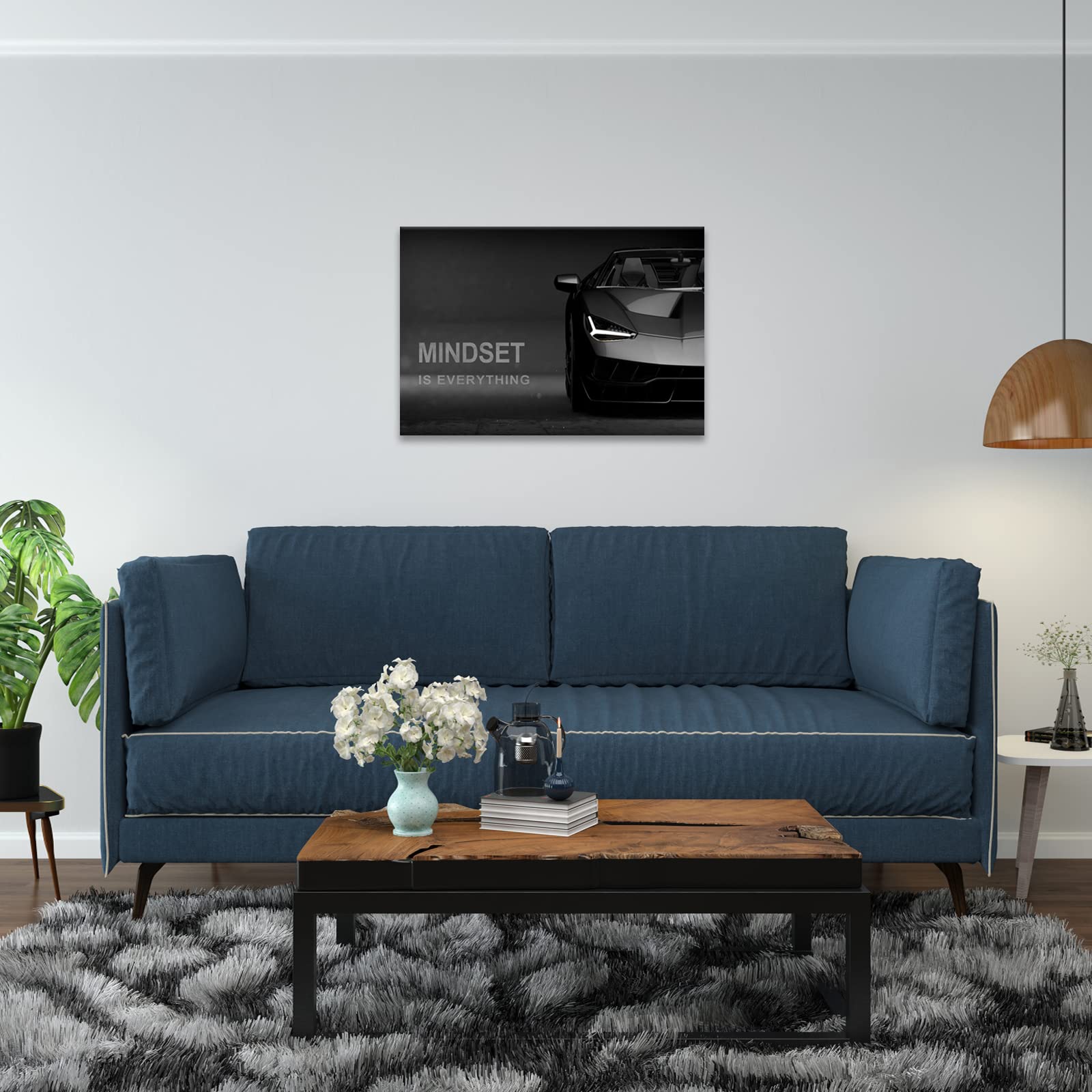 Motivational Lamborghini Canvas Wall Art - Entrepreneur Mindset Poster Print (12x18 Inches) for Office & Bedroom Decor - Inspirational Wall Decor for Home, Workspace & Business Motivation