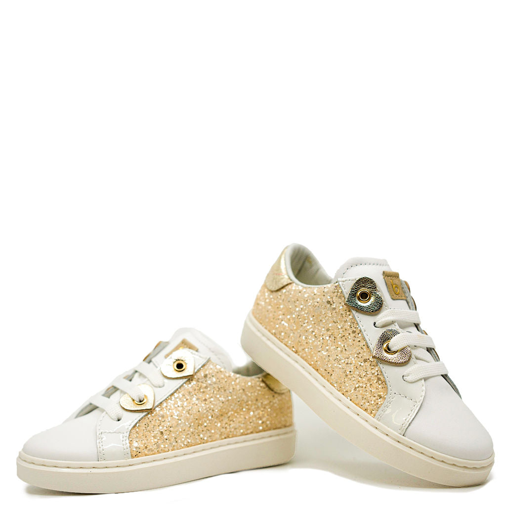 Beberlis Women's Gold Glitter Heart Zipper Sneakers - Fashion Casual Shoes for Women, Perfect for Valentine's Day, Date Night & Everyday Wear